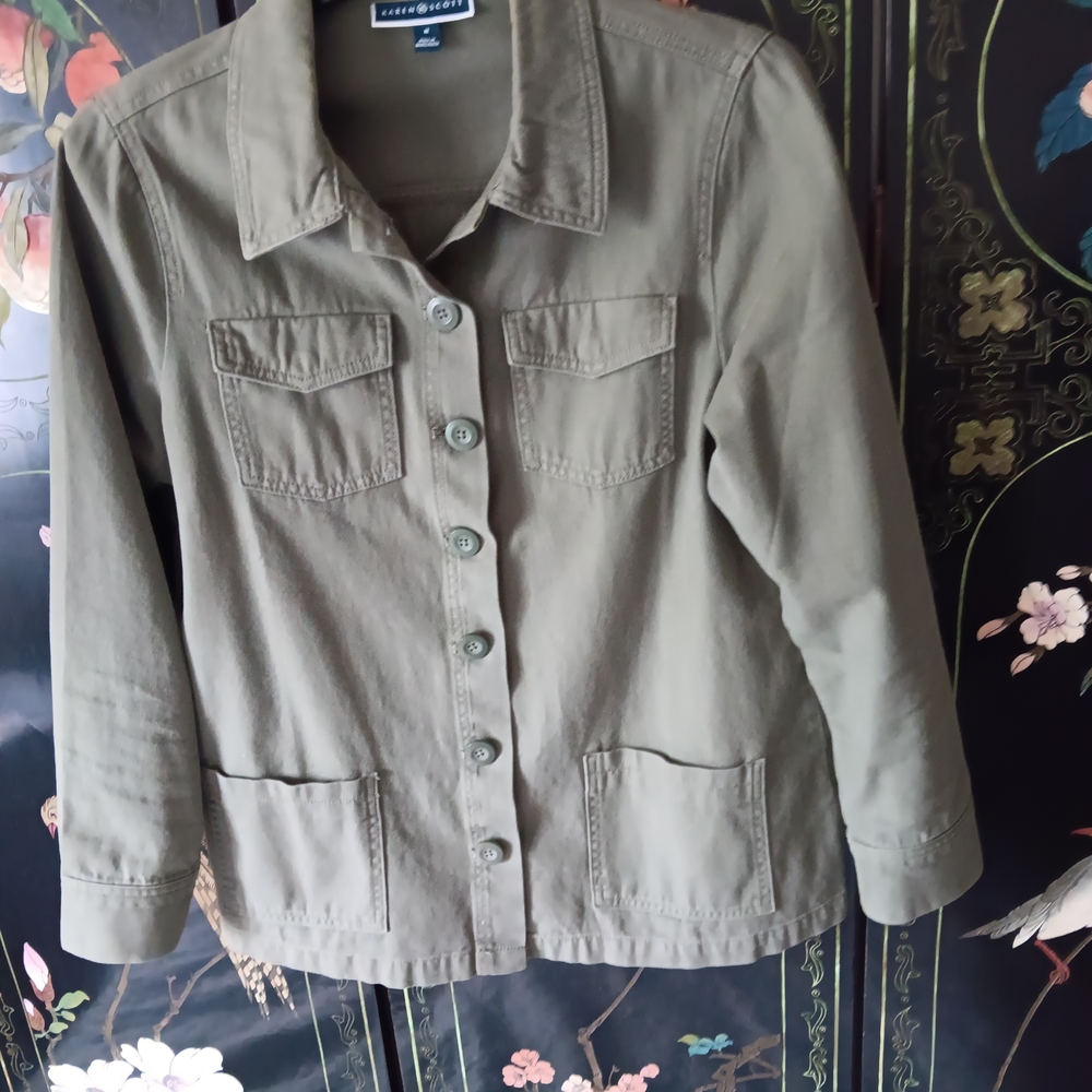 Karen Scott Khaki Utility Jacket